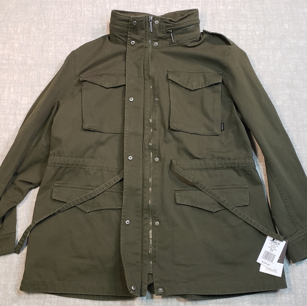 NWT Nine West Olive Green Cargo Utility Jacket Size XL - Picture 5 of 16